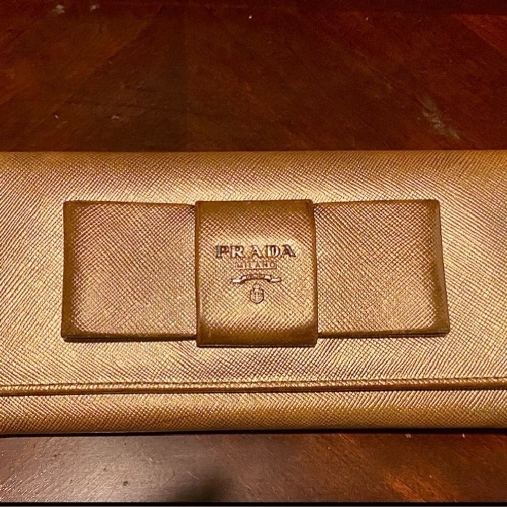 Gold Bow Prada Wallet